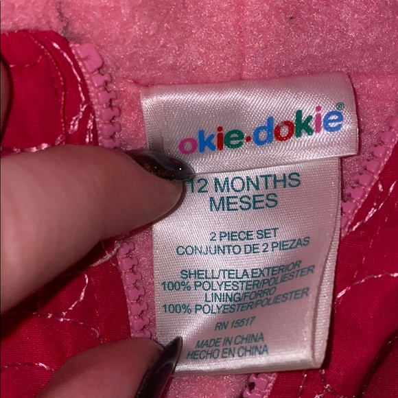 Okie Dokie Fleece Lined Embroidered Pink Jacket - Picture 4 of 4